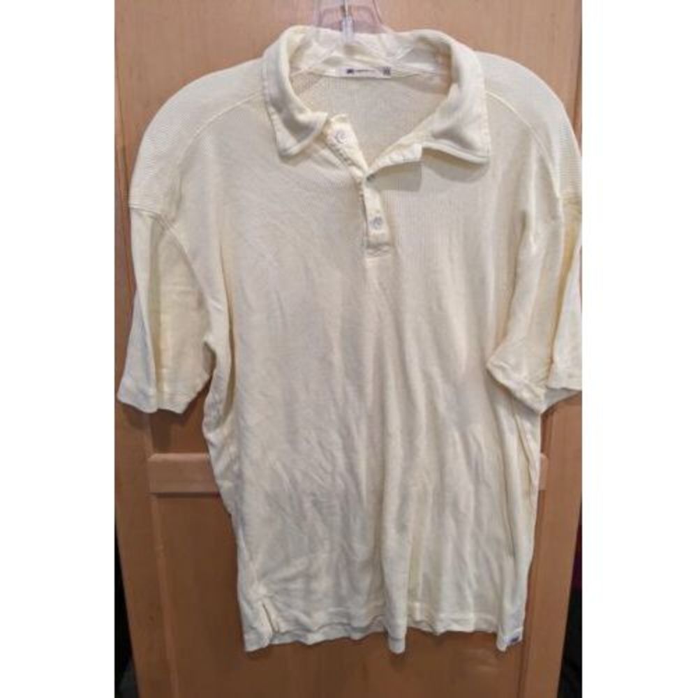 Agave Mens MediumPolo Shirt Short Sleeve ‎ Cotton Light Yellow American USA